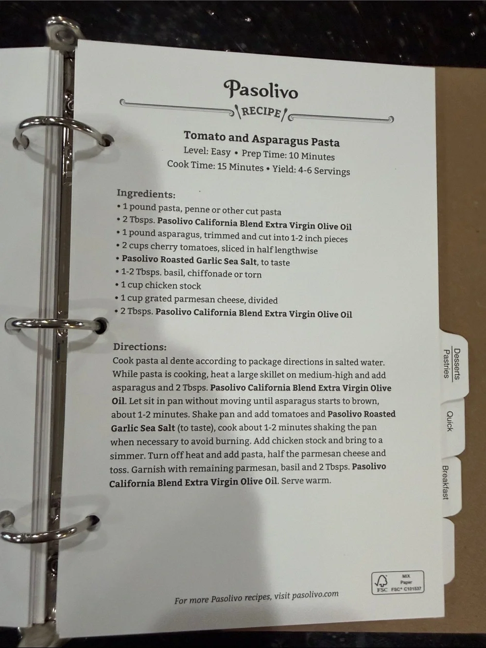 Pasolivo Kraft Notebook cookbook recipes with Black Spine olive oil from Paso